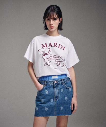 韓國 Mardi Mercredi TSHIRT SWING THE TAIL DDANJI FLOWER CHOKER