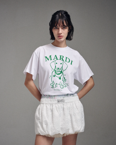 韓國 Mardi Mercredi TSHIRT SWING THE TAIL DDANJI PEARL NECKLACE