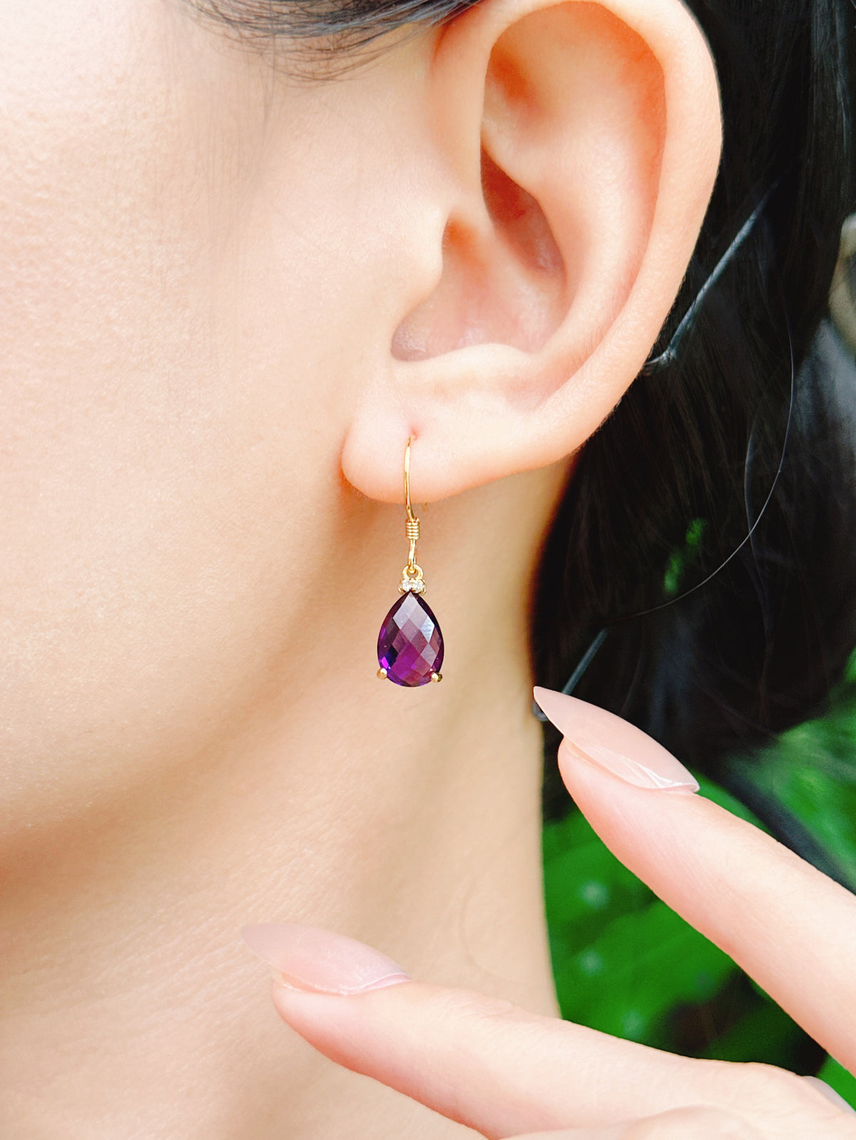 【現貨】水滴型紫水晶耳釘【ST332】