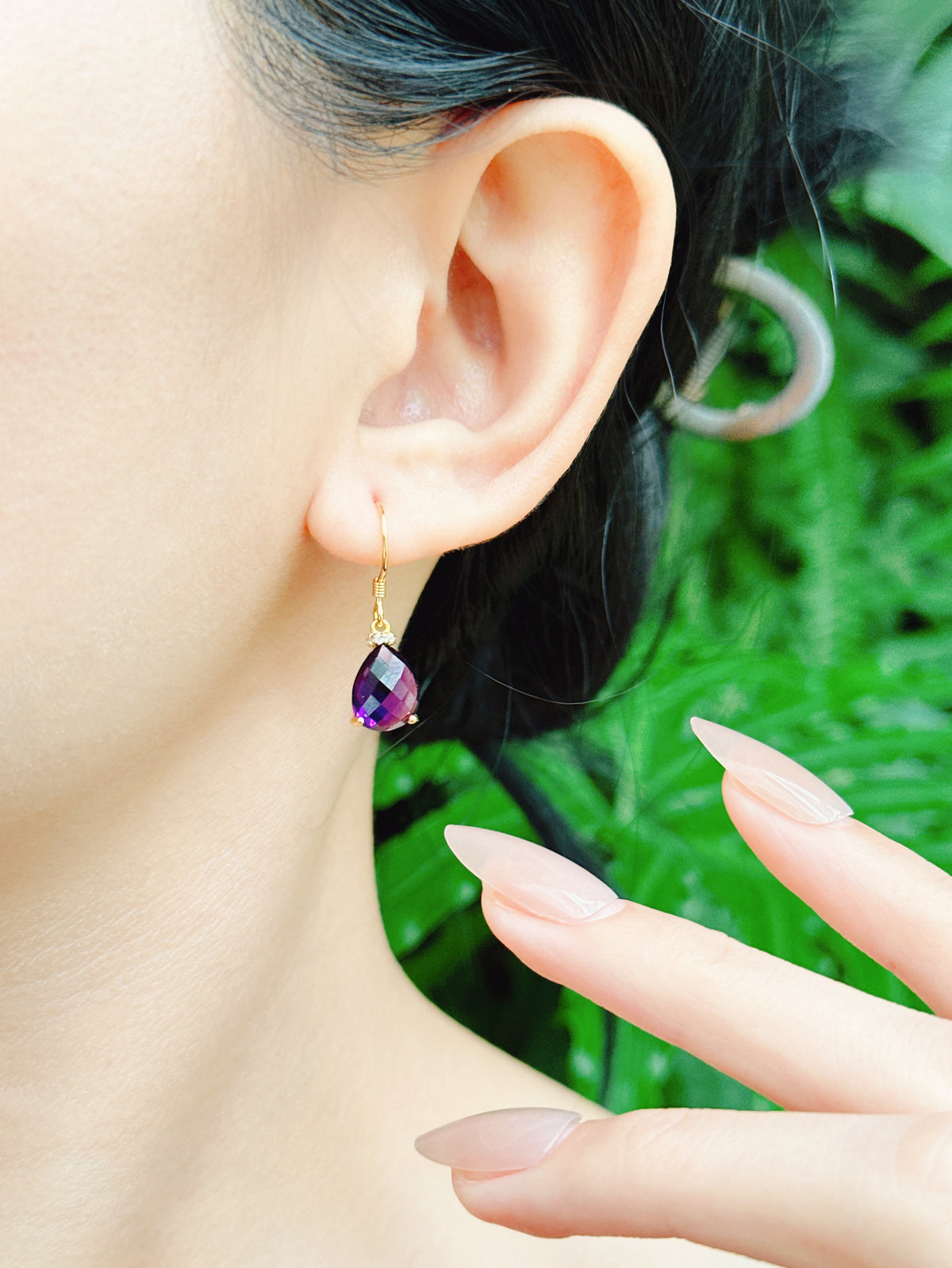 【現貨】水滴型紫水晶耳釘【ST332】
