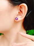 【現貨】方形紫水晶耳釘【ST335】