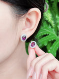 【現貨】橢圓形紫水晶耳釘【ST330】