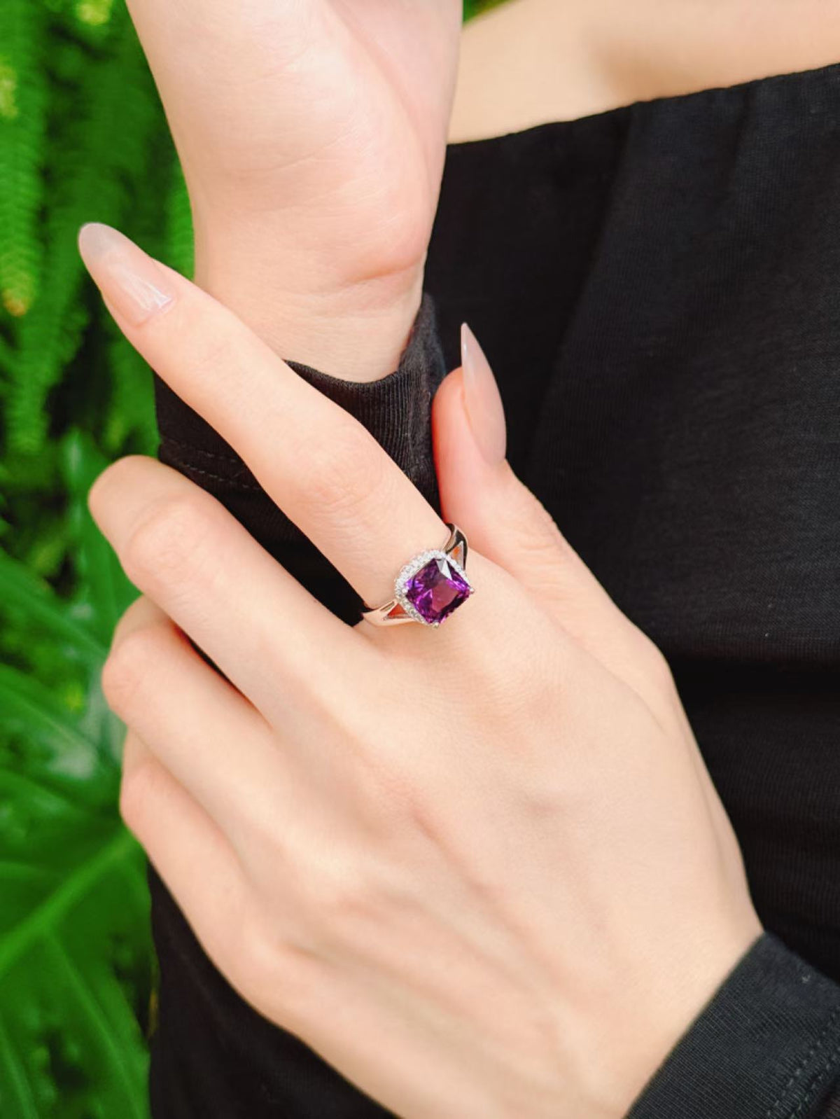 【現貨】方形紫水晶戒指【ST334】