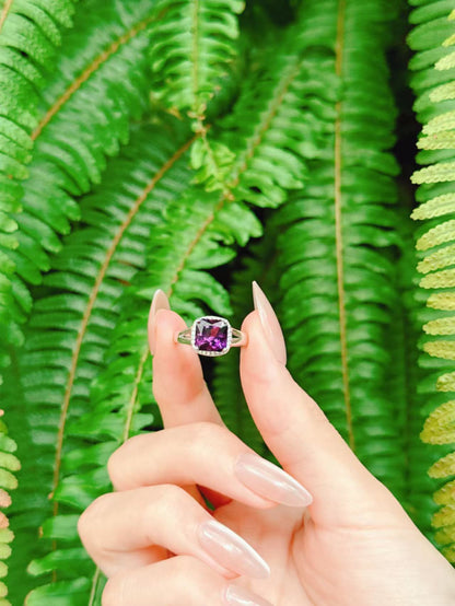 【現貨】方形紫水晶戒指【ST334】
