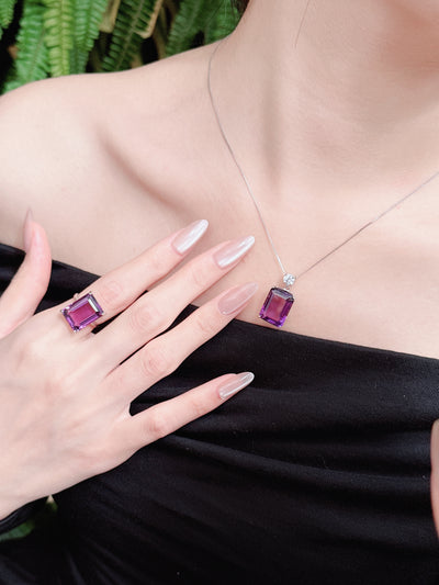 【現貨】長方形紫水晶戒指【ST336】