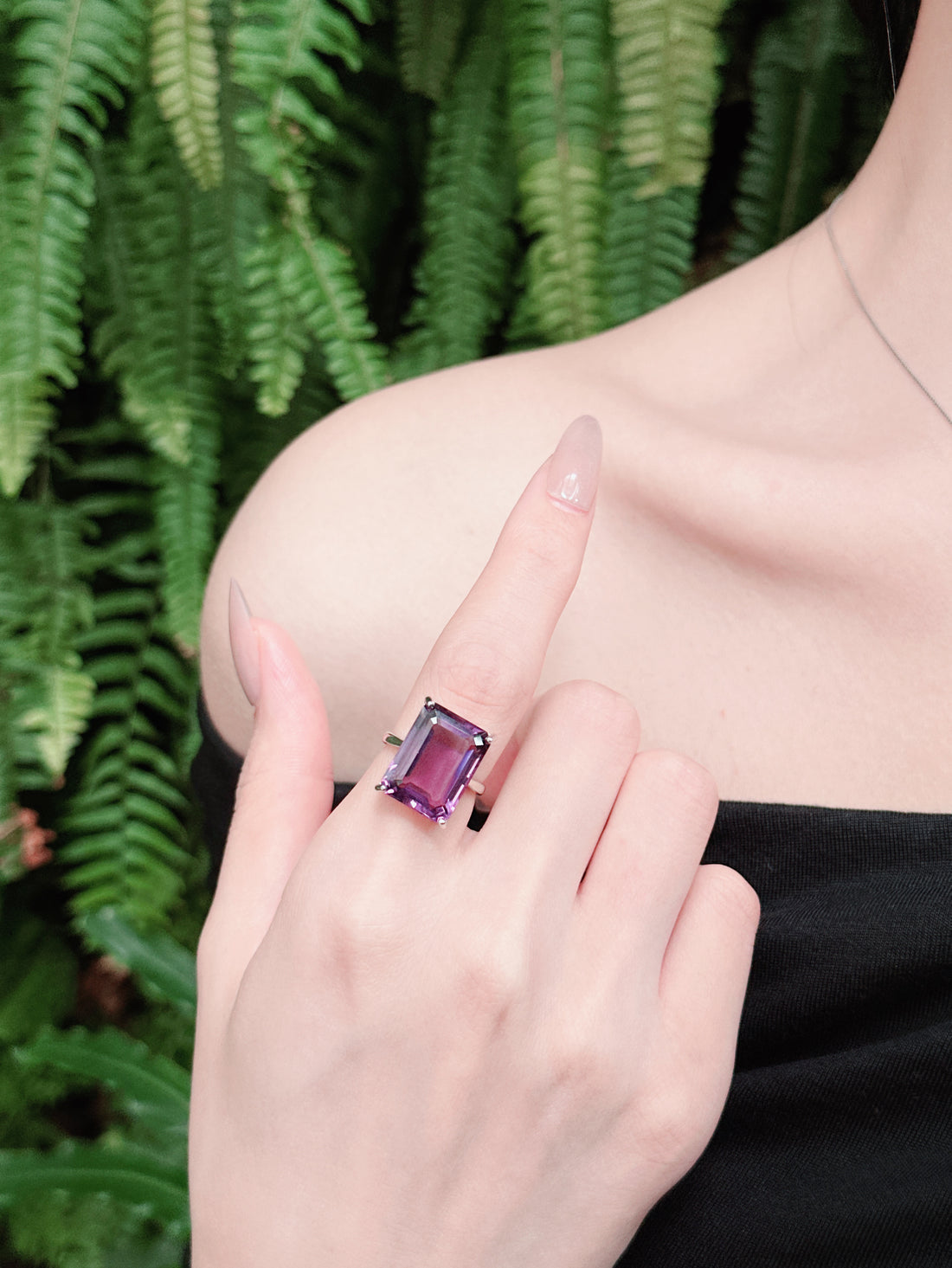 【現貨】長方形紫水晶戒指【ST336】