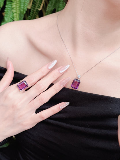 【現貨】長方形紫水晶吊墜【ST337】