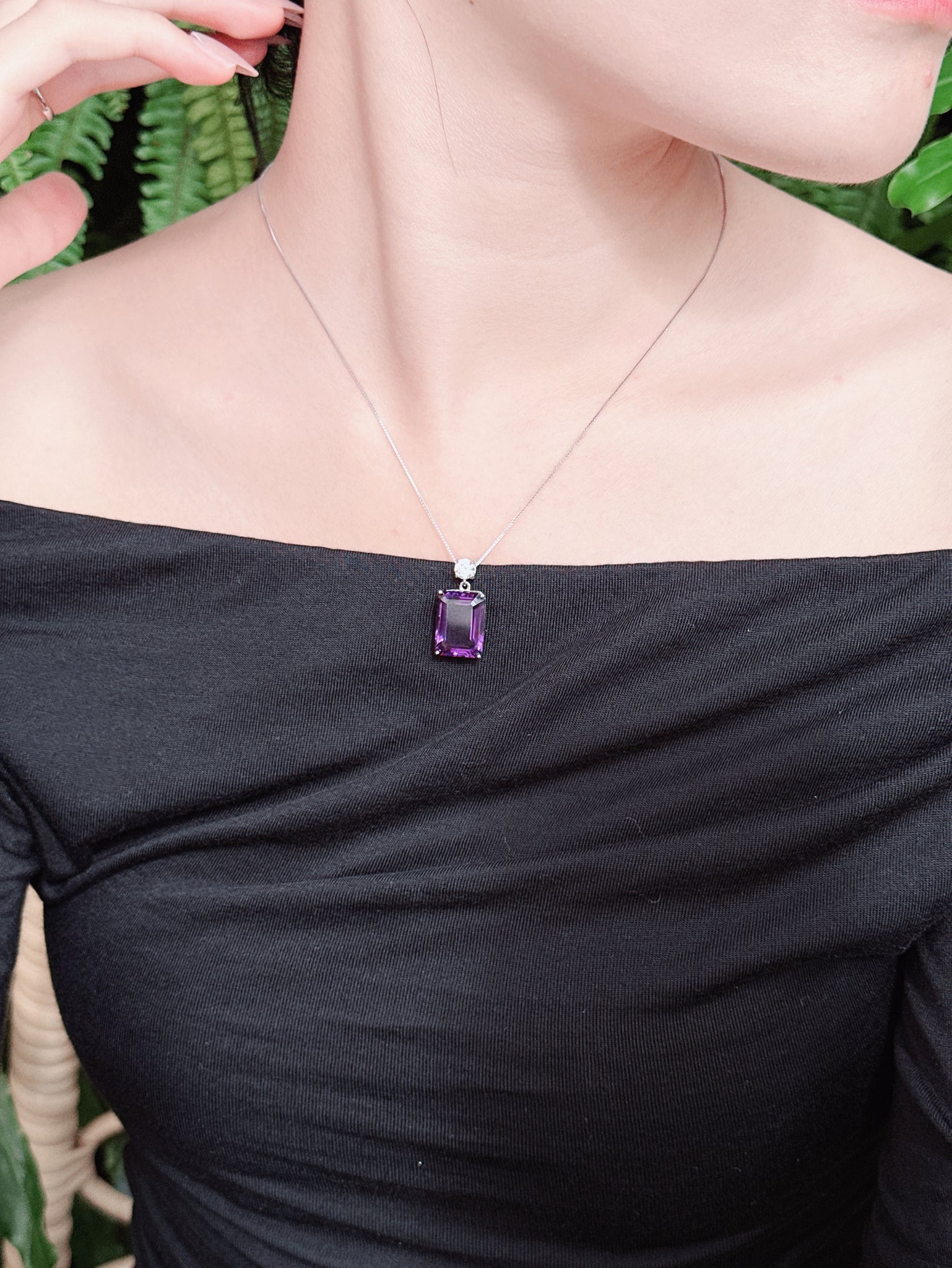 【現貨】長方形紫水晶吊墜【ST337】