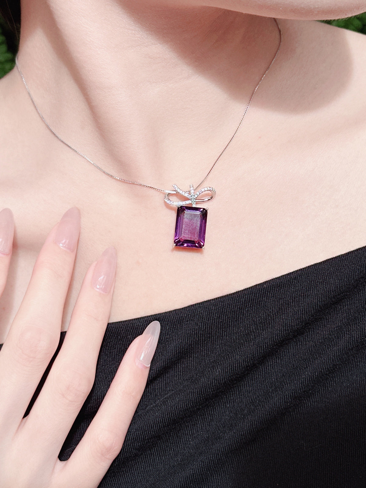 【現貨】長方形紫水晶吊墜【ST338】