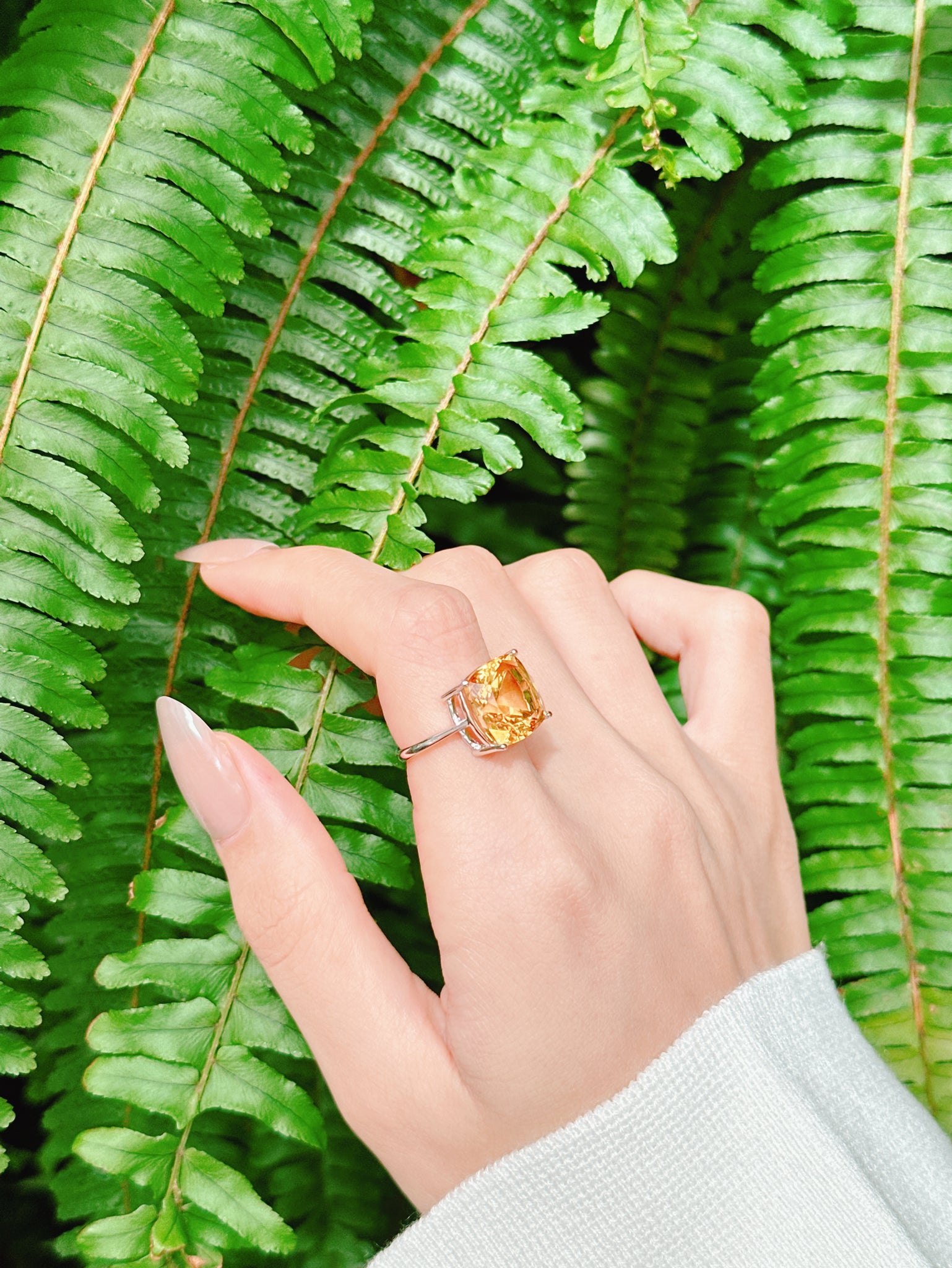 【現貨】直角方形黃水晶戒指【ST342】