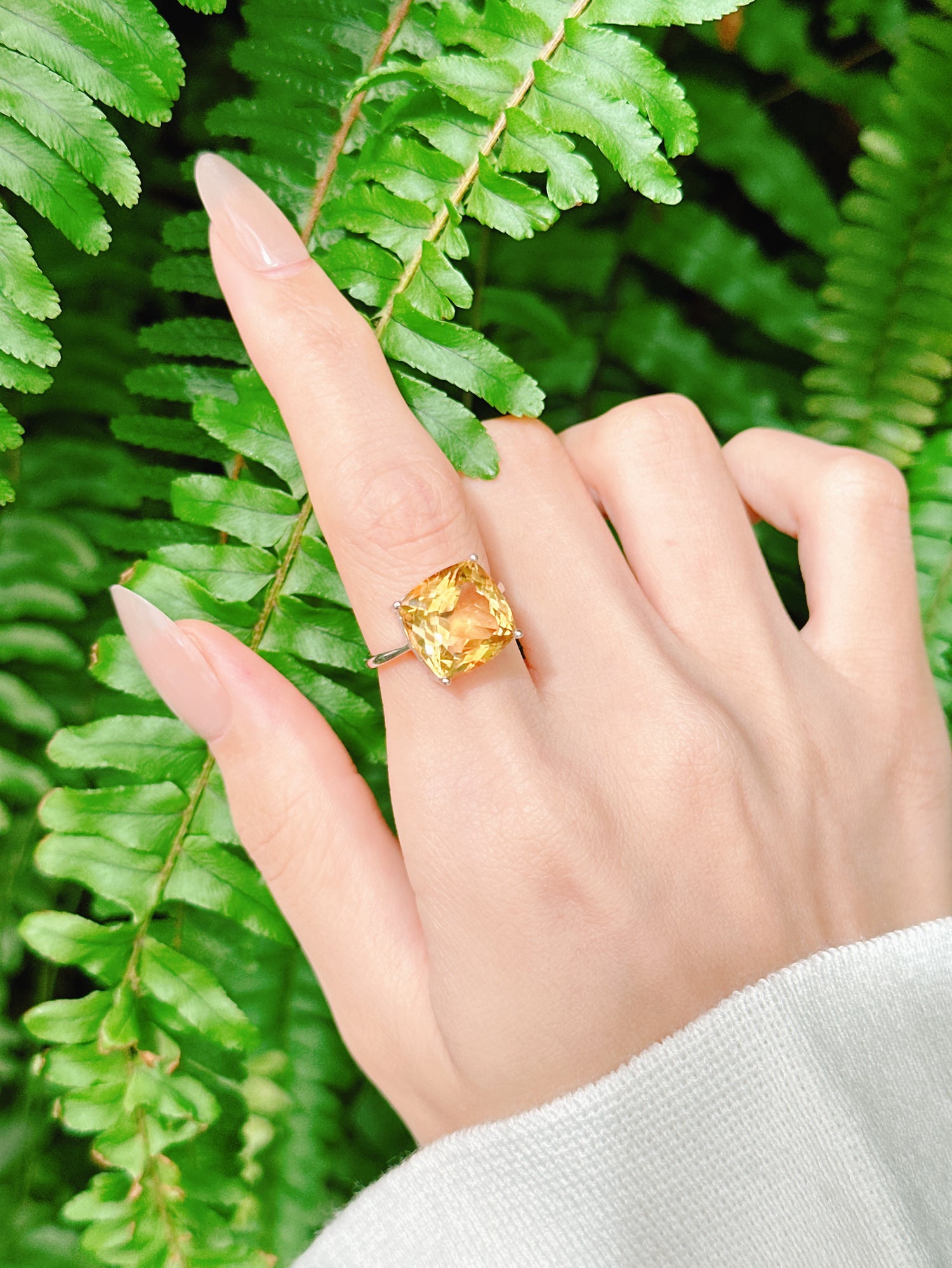 【現貨】直角方形黃水晶戒指【ST342】