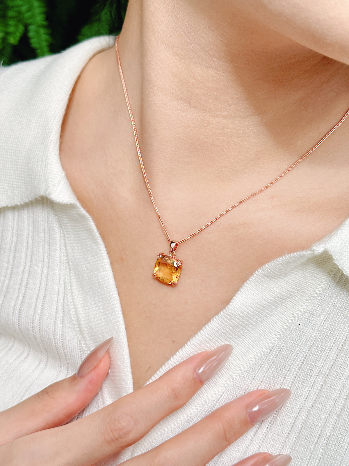 【現貨】圓角方形黃水晶吊墜【ST343】