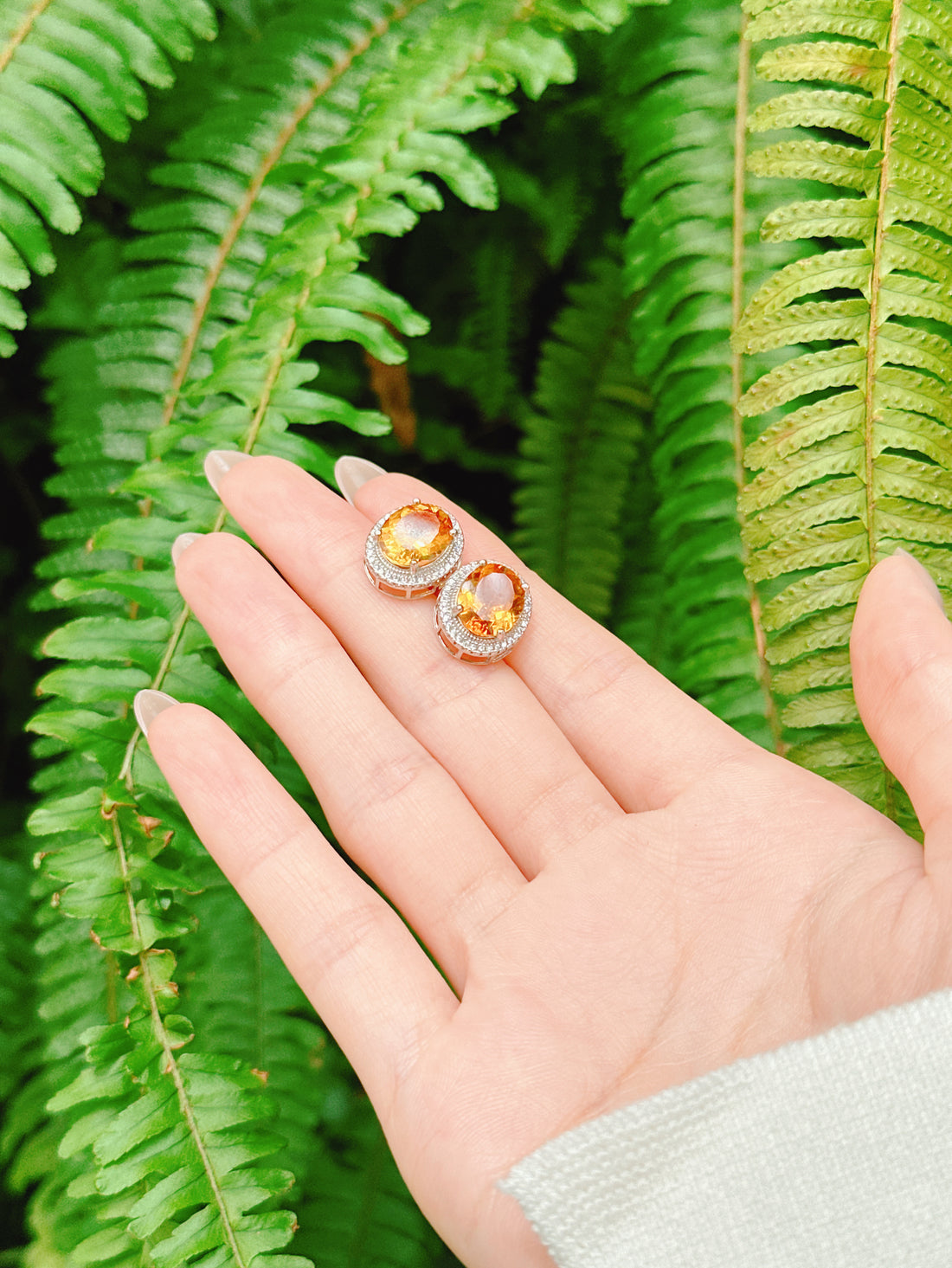 【現貨】橢圓形黃水晶耳釘【ST345】