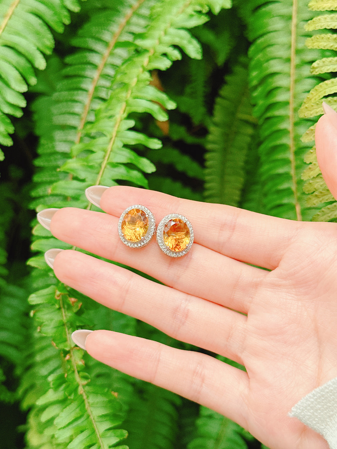 【現貨】橢圓形黃水晶耳釘【ST345】