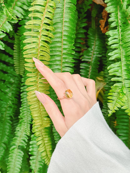 【現貨】橢圓形黃水晶戒指【ST347】