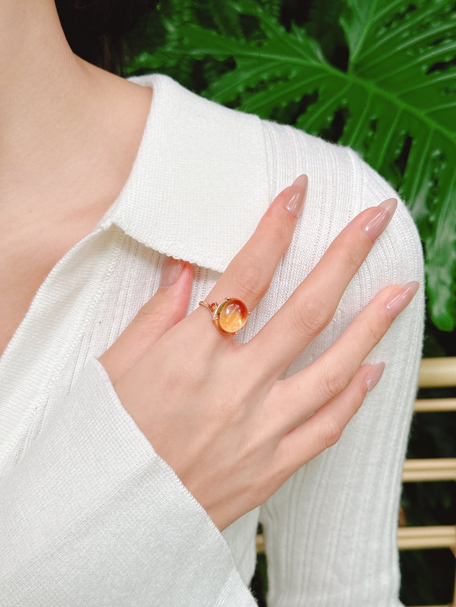 【現貨】橢圓形黃水晶戒指【ST347】