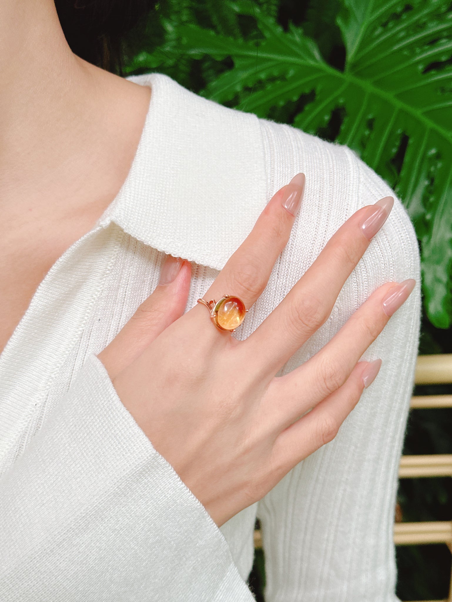 【現貨】橢圓形黃水晶戒指【ST347】