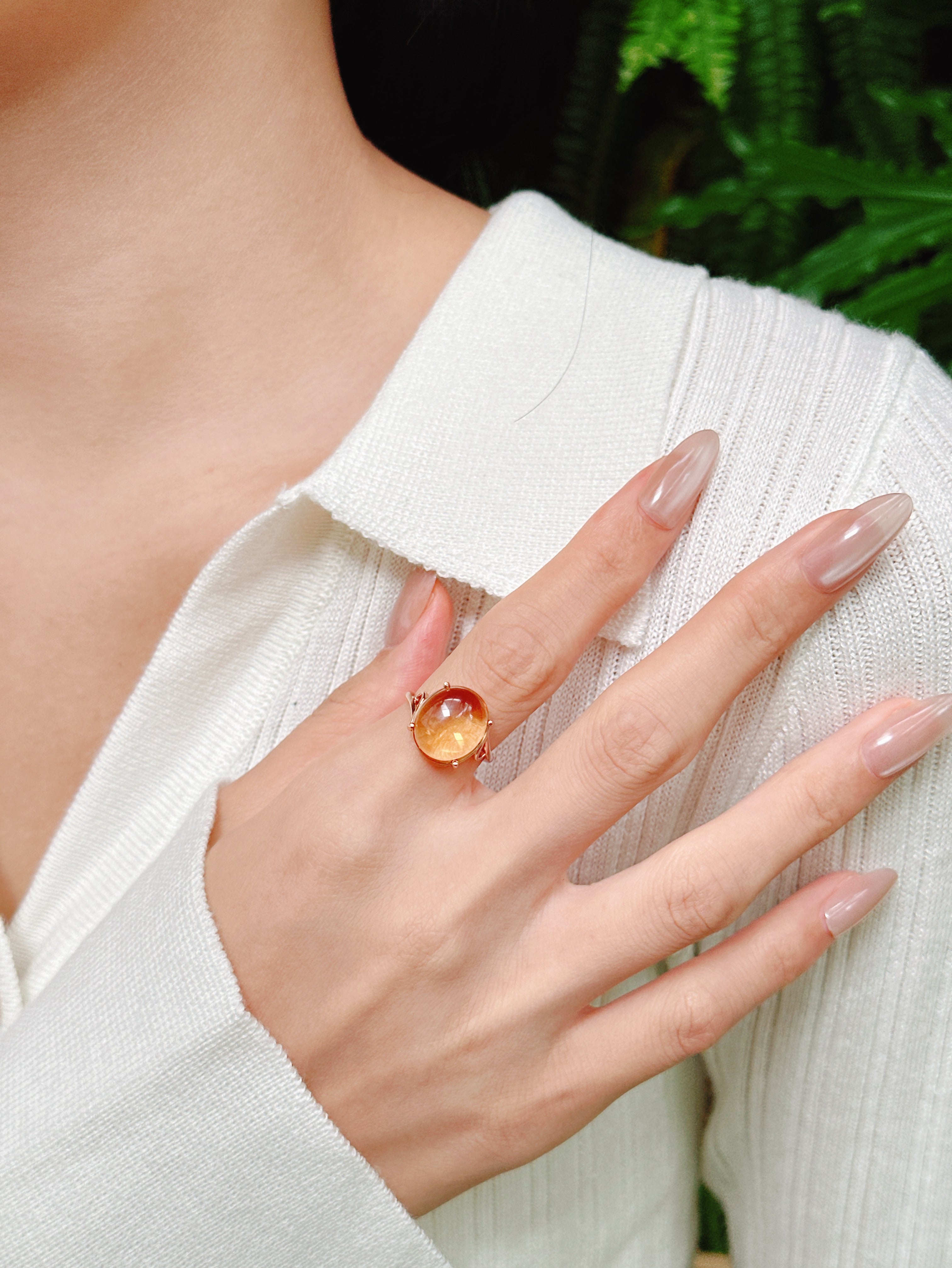 【現貨】橢圓形黃水晶戒指【ST347】