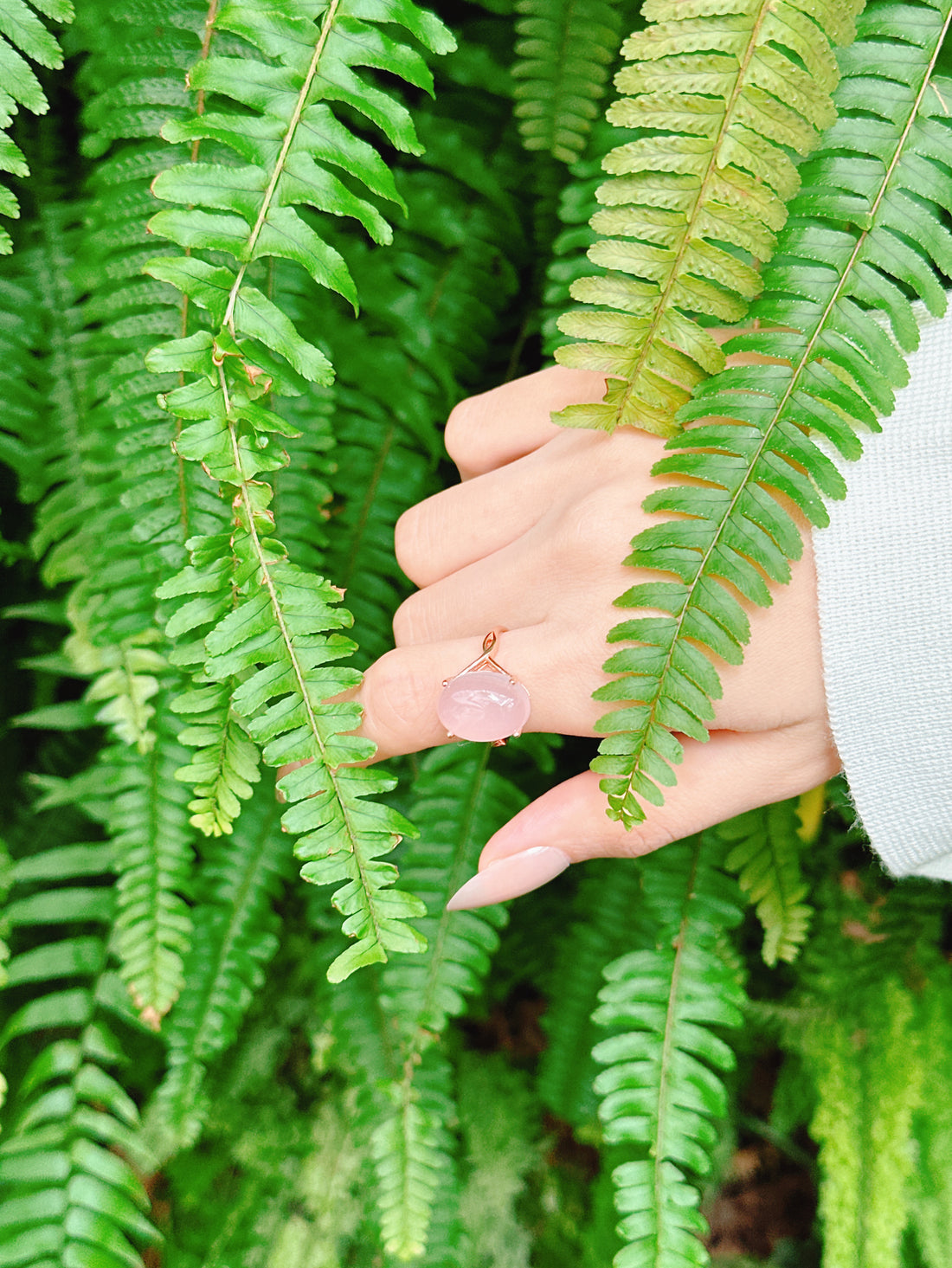 【現貨】橢圓形粉水晶戒指【ST348】