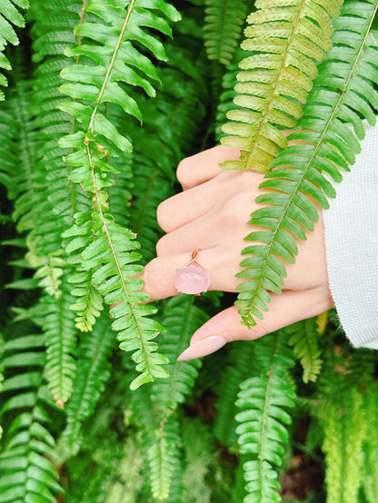 【現貨】橢圓形粉水晶戒指【ST348】