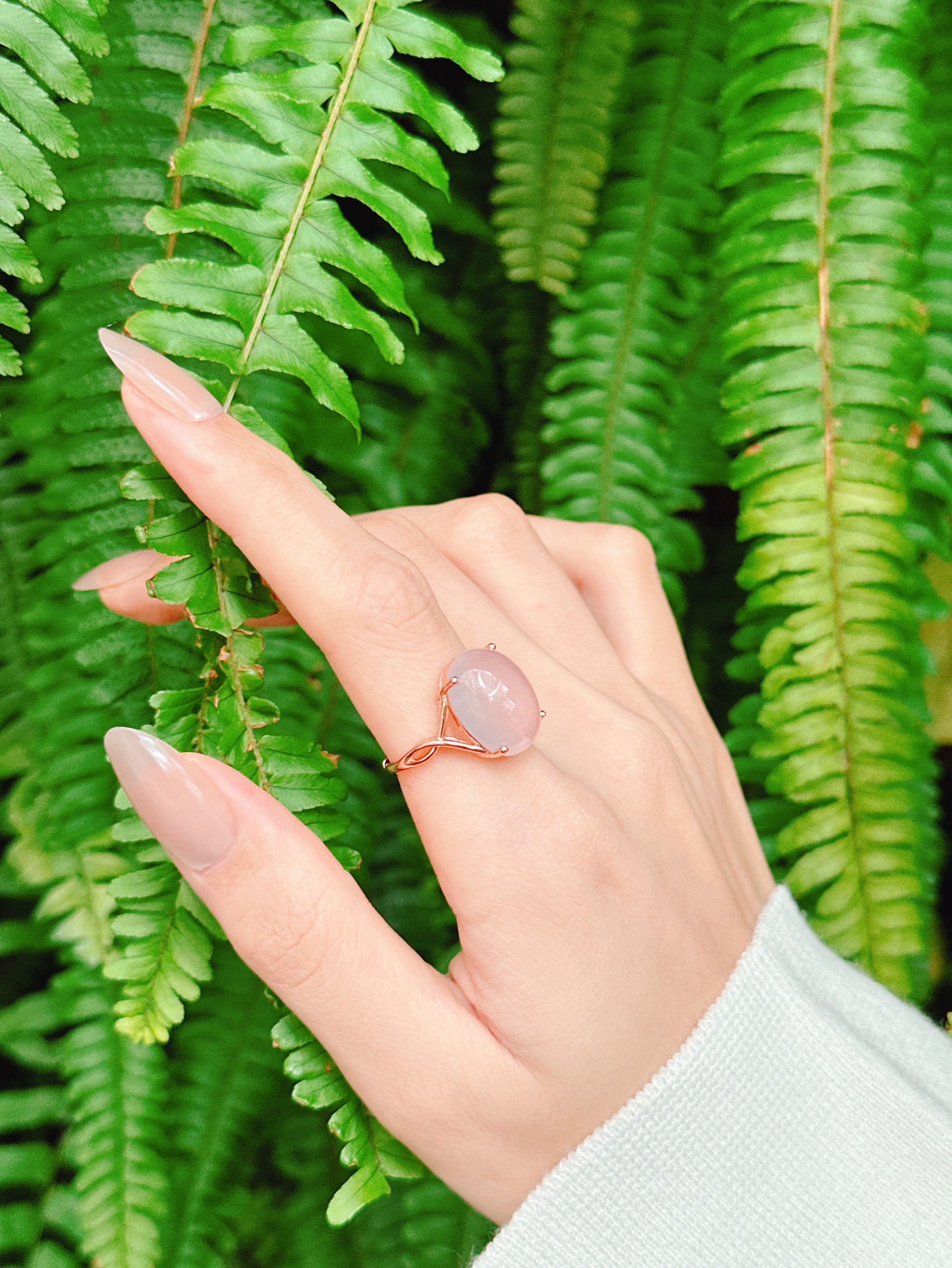 【現貨】橢圓形粉水晶戒指【ST348】