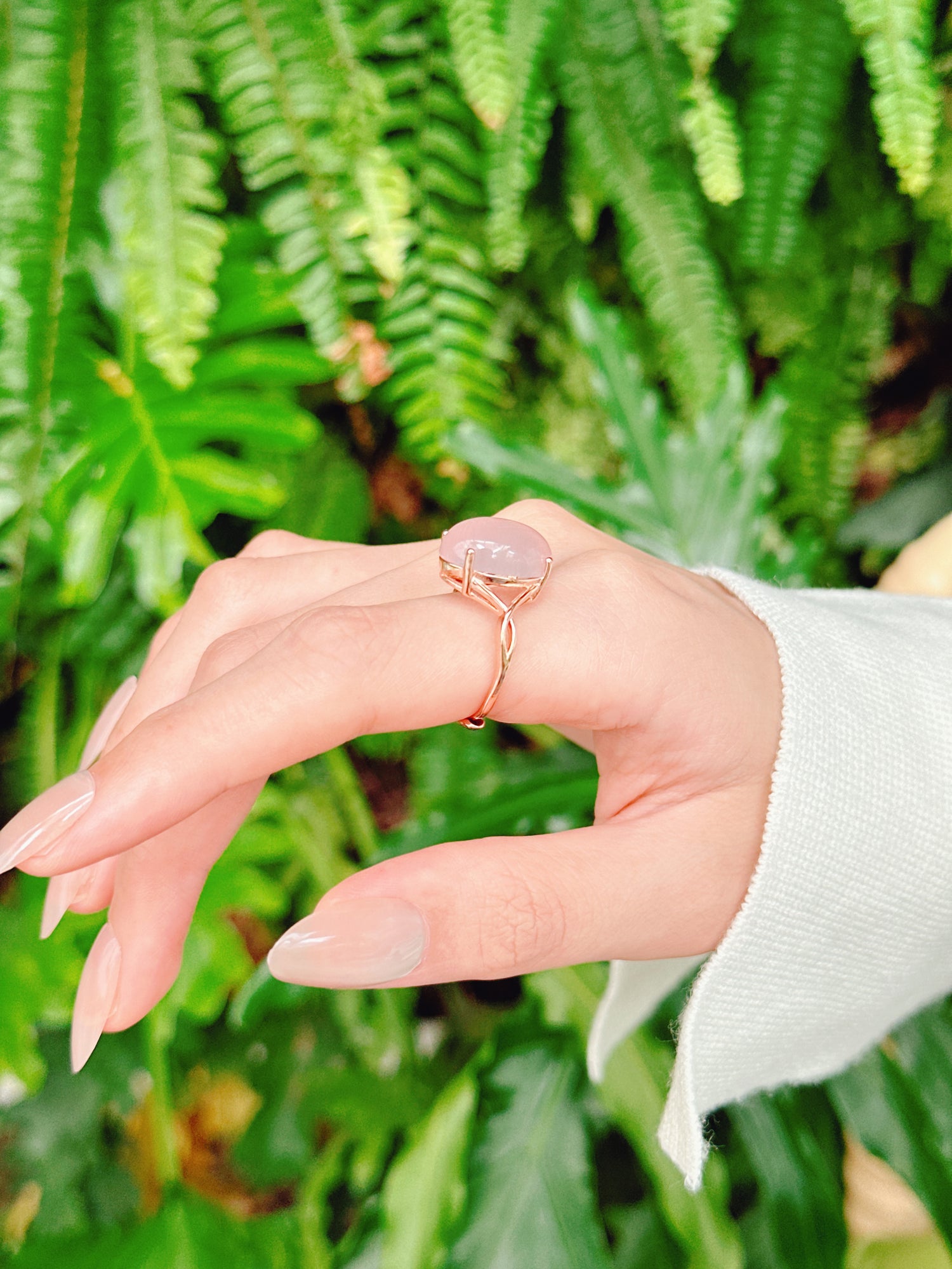 【現貨】橢圓形粉水晶戒指【ST348】