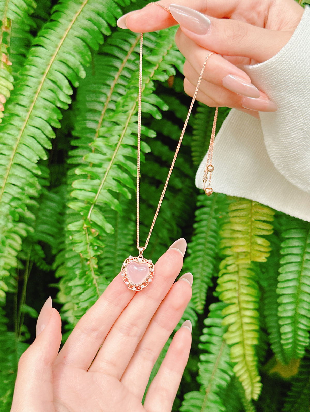 【現貨】愛心型粉水晶吊墜【ST349】