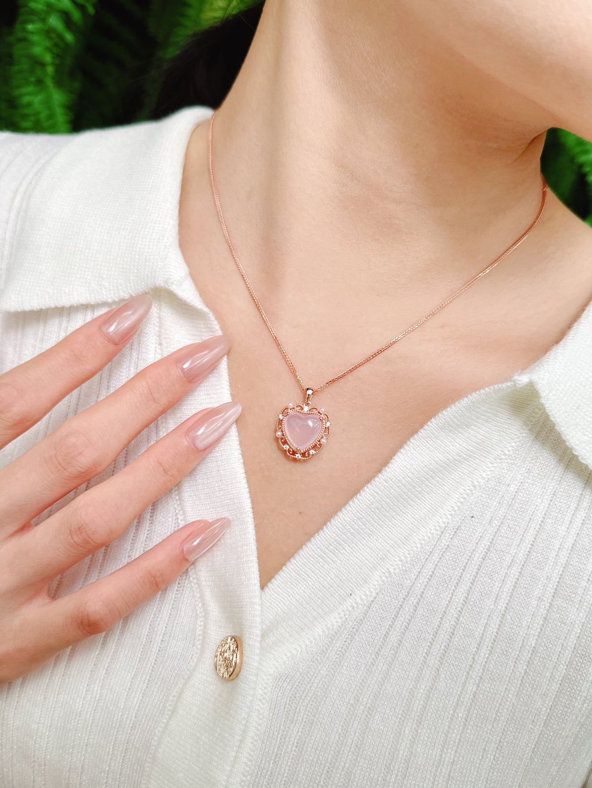 【現貨】愛心型粉水晶吊墜【ST349】