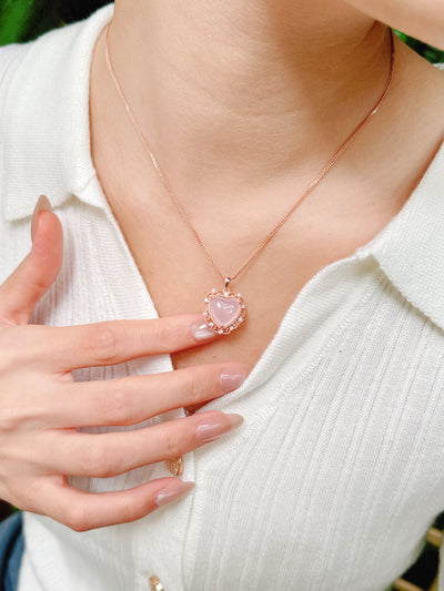 【現貨】愛心型粉水晶吊墜【ST349】