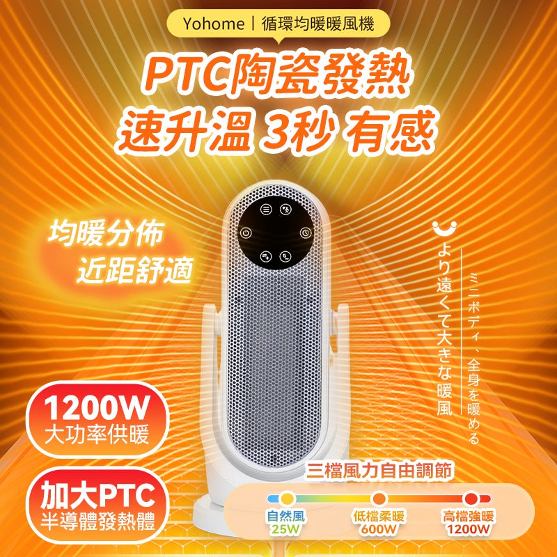 日本 Yohome 全向自動4D搖頭均勻全身循環暖智感控開四季用暖風機PRO【SM493】