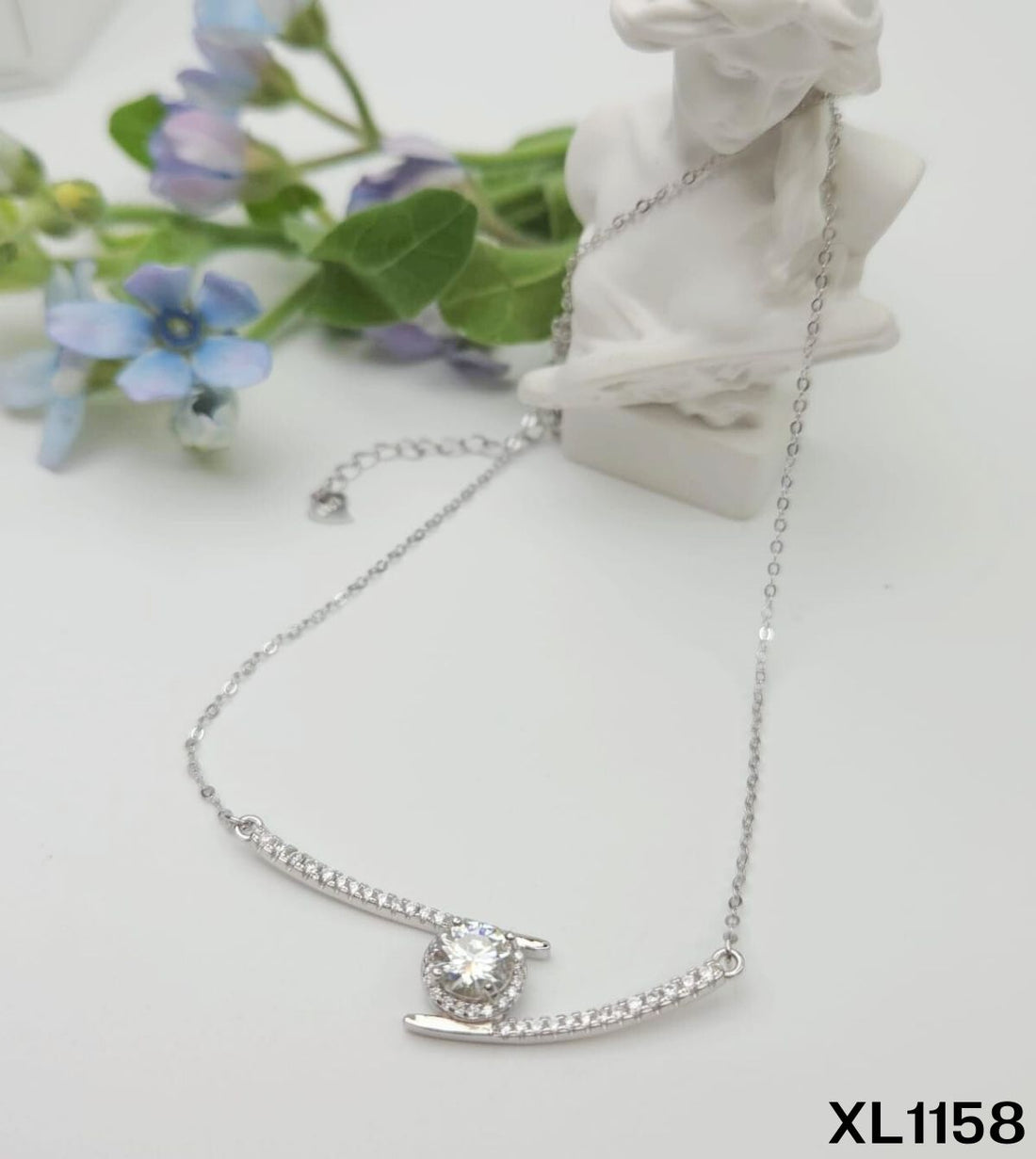 S925銀 莫桑鑽項鏈 XL1158-1Ct【SS733】