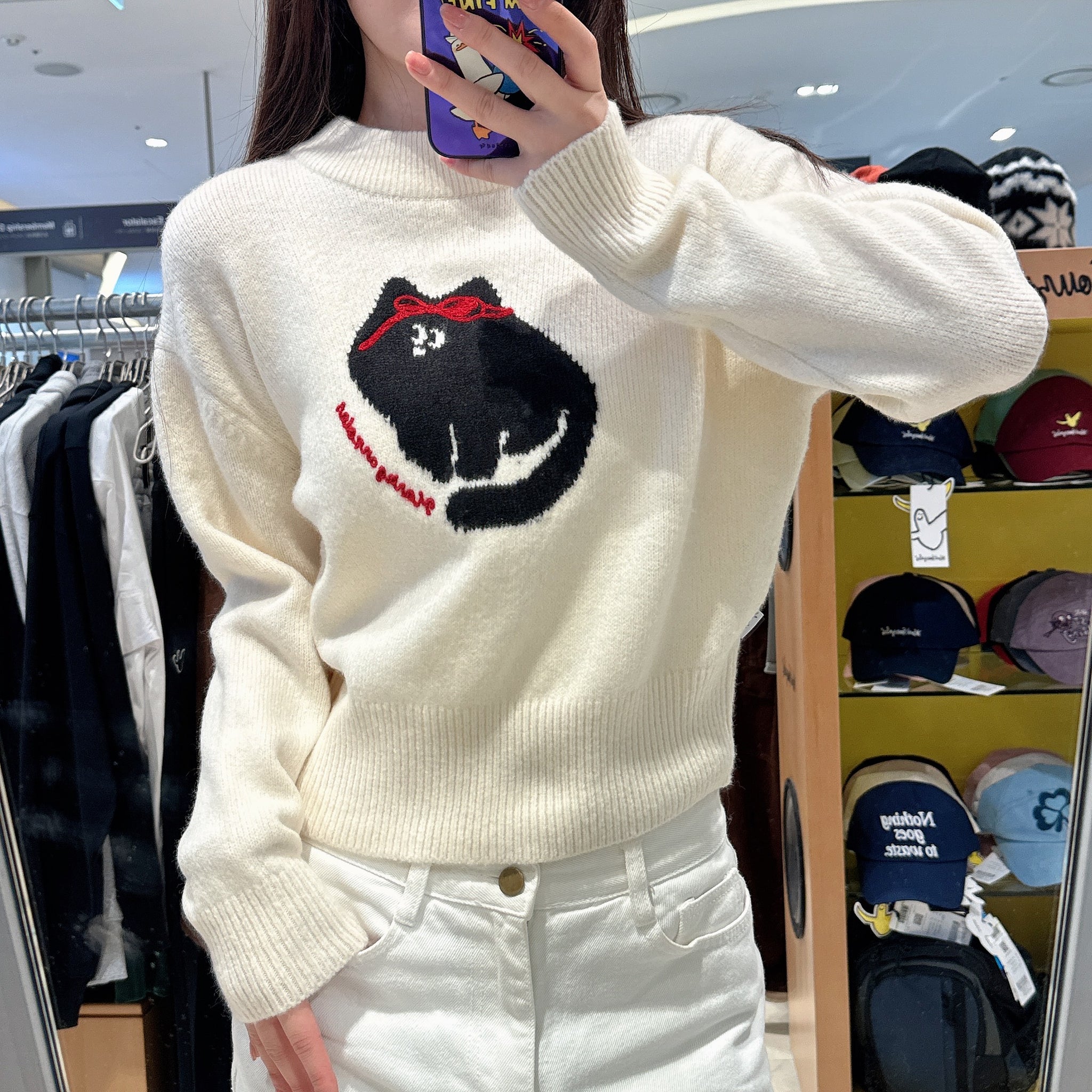 韓國 Mark Gonzales Women's Neko Graphic Knit【MG199】