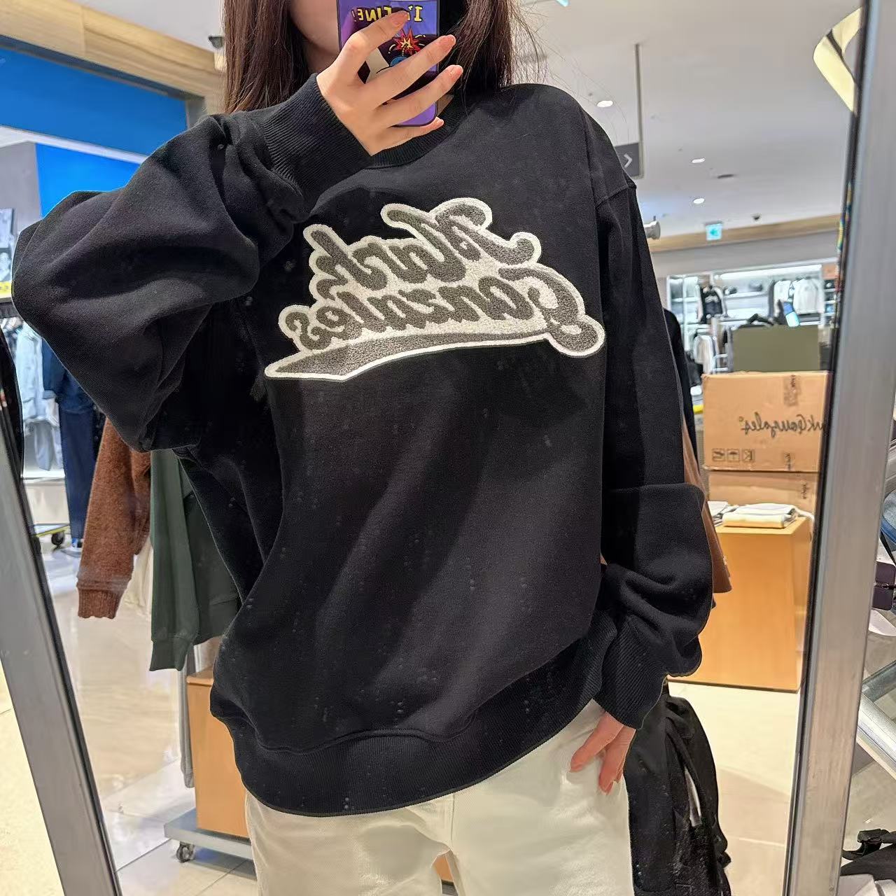 韓國 Mark Gonzales Typo Boucle Embroidery Sweatshirt【MG194】