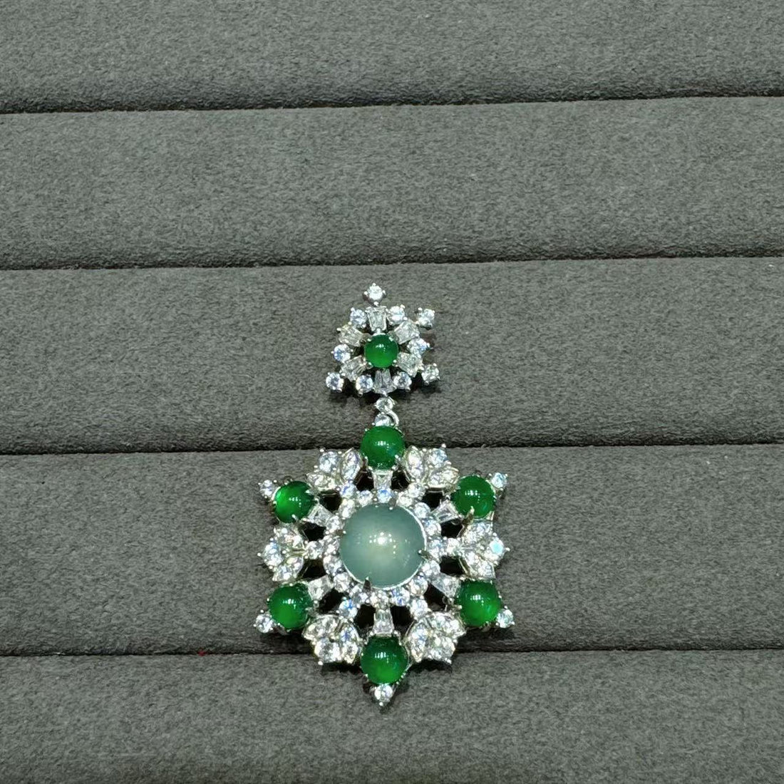 S925銀鑲蛋面雪花吊墜【KX671】