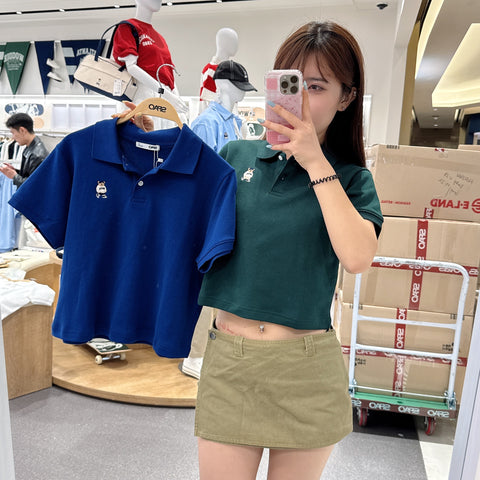 韓國 SPAO Soft Cotton Crop Collar T-shirt【SP120】