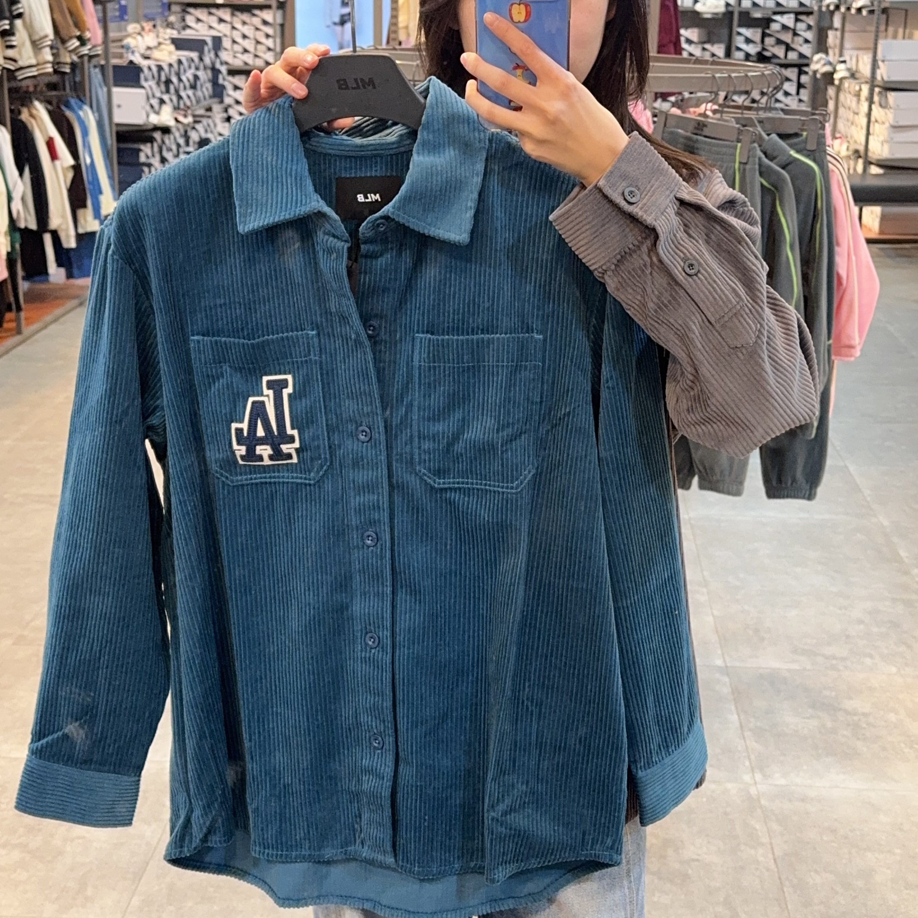 韓國 MLB Basic Medium Logo Corduroy Overfit Shirt【MB035】
