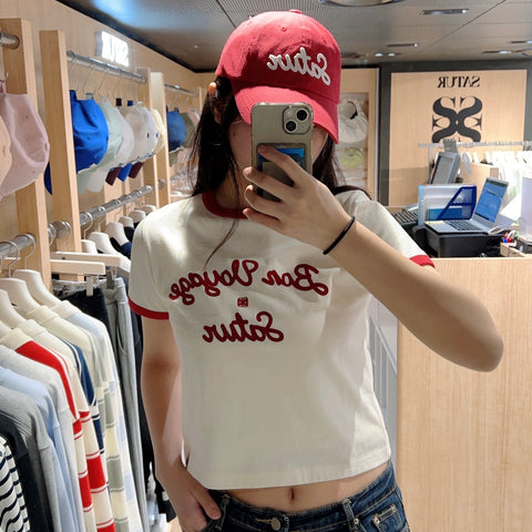韓國 Satur Bon Voyage Ringer T-Shirt【SR092】