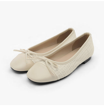 韓國 Sappun Maret Tweed Two-Tone Ribbon Flats (1cm)【AU028】