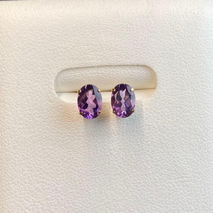 日本直送 薰衣草紫晶18K金耳钉【JS358】