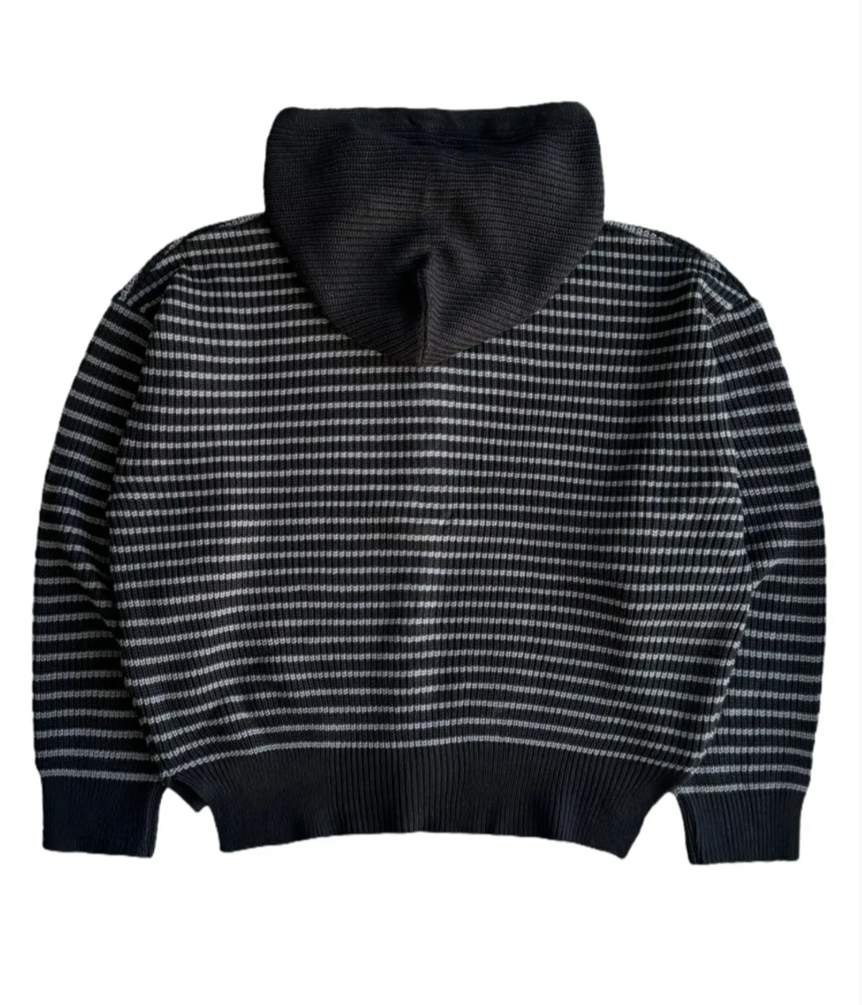 韓國 Mucent Mei Stripe Hand-Warmer Knit Zip-Up【MU186】