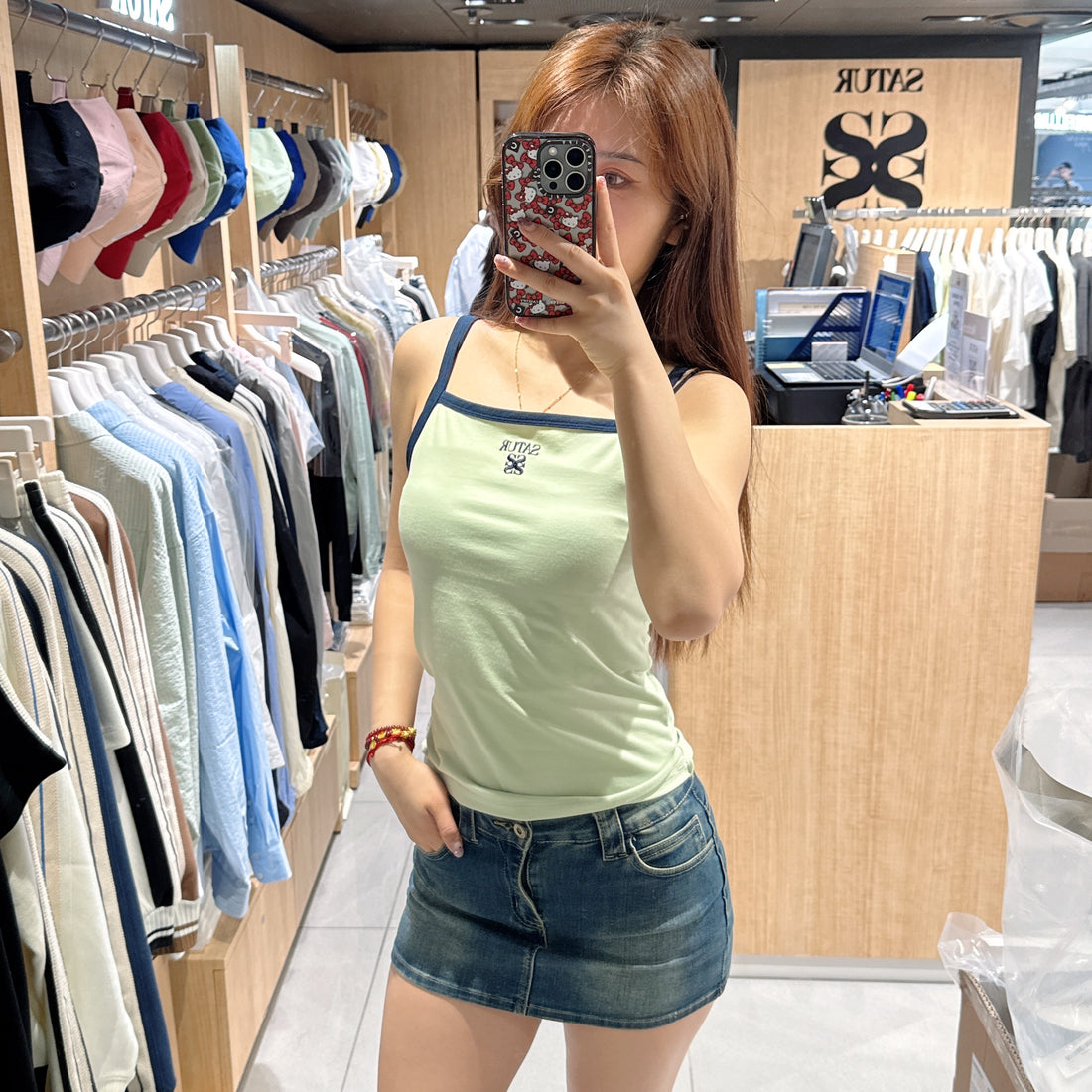 韓國 Satur Apero Logo Solid Sleeveless Top【SR106】