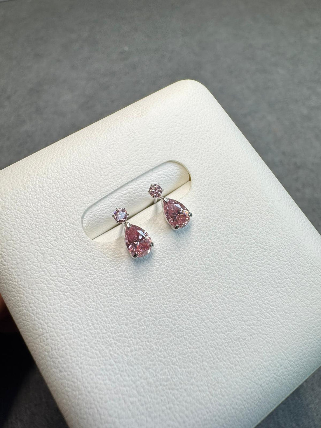 日本直送 18k粉莫桑水滴星星星星金耳釘【JS433】