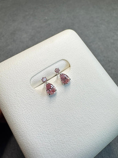 日本直送 18k粉莫桑水滴星星星星金耳釘【JS433】