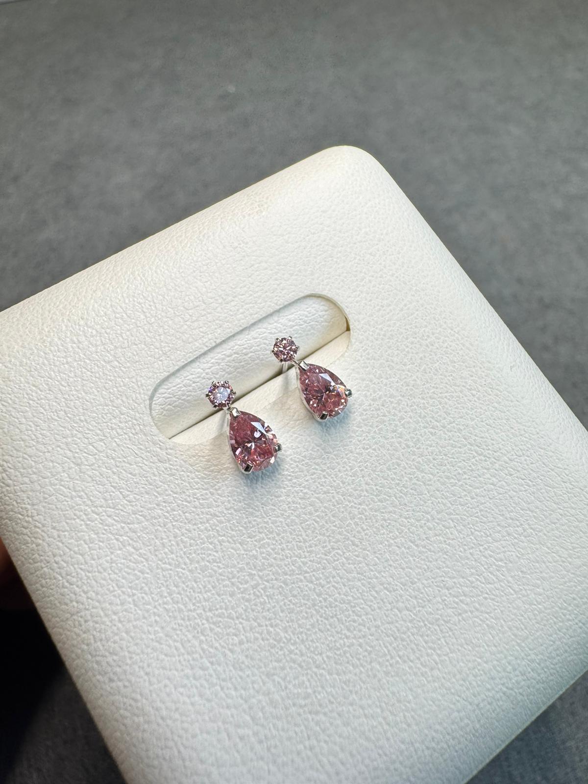 日本直送 18k粉莫桑水滴星星星星金耳釘【JS433】