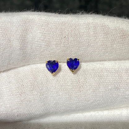 日本直送 愛心藍寶石金耳釘【JS376】