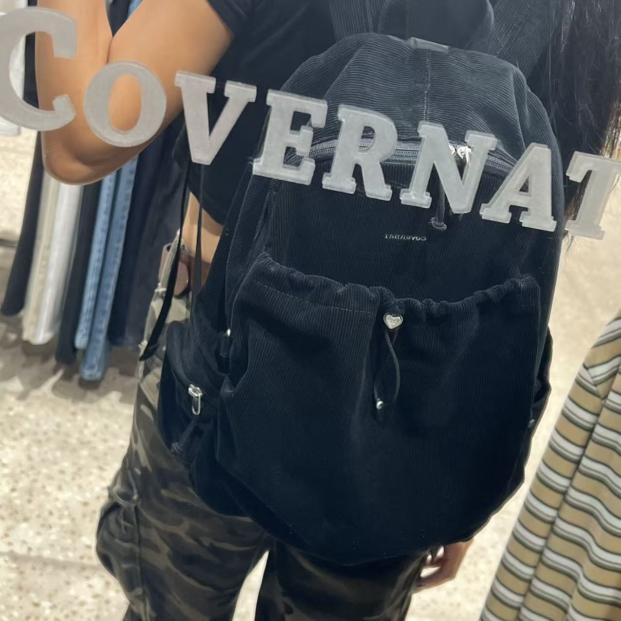 韓國 Covernat Cloverheart Bubble Corduroy Backpack【CO001】