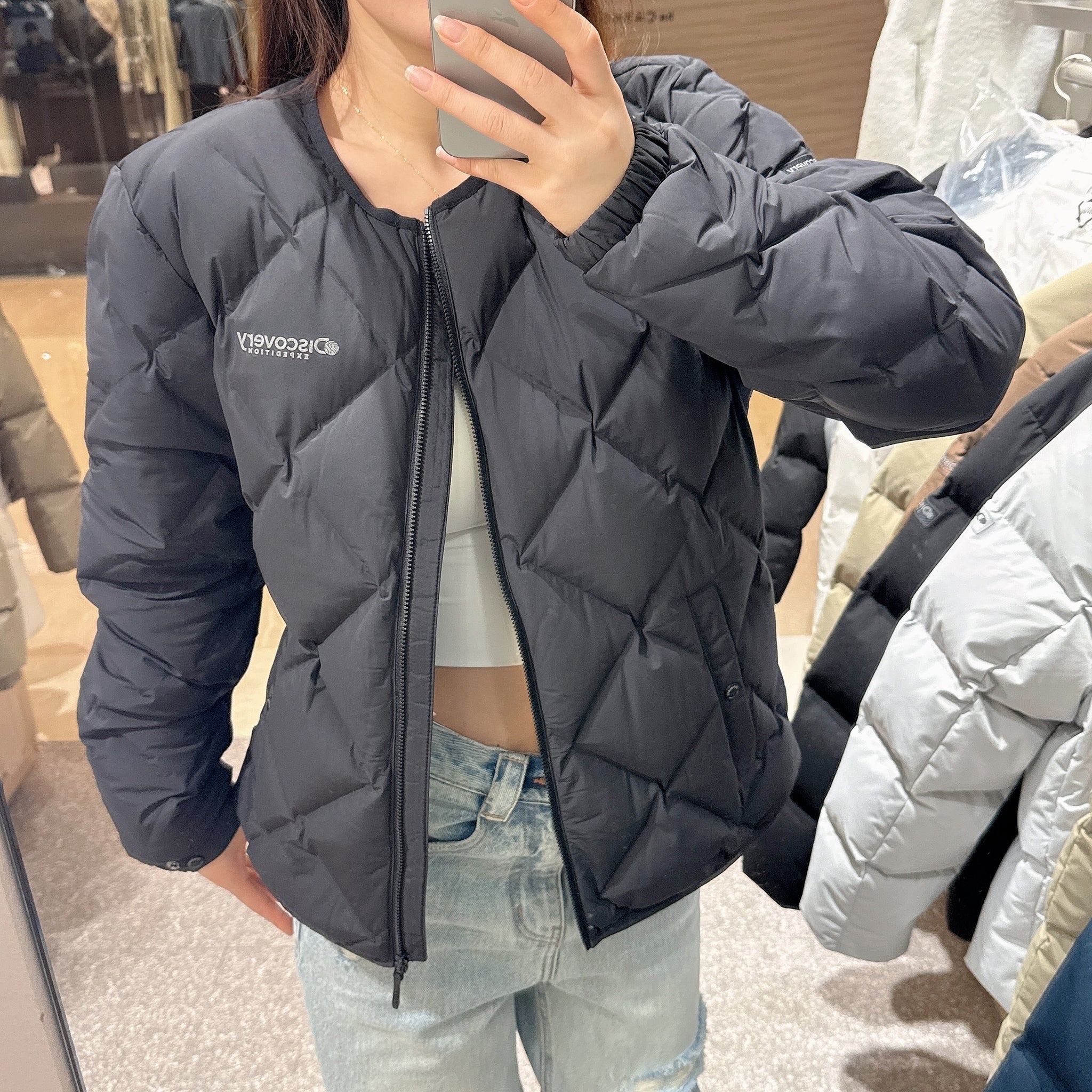 韓國 Discovery Women's Dihas U-Neck Tube Down Lightweight Padding【DY122】