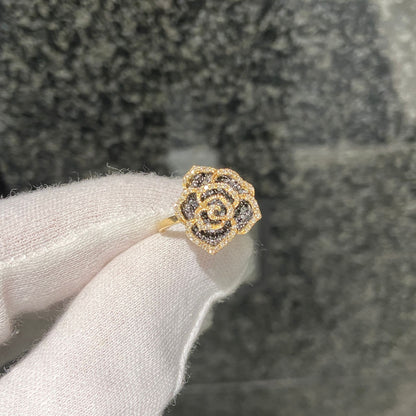 日本直送 金色玫瑰鑽石戒指【JS369】