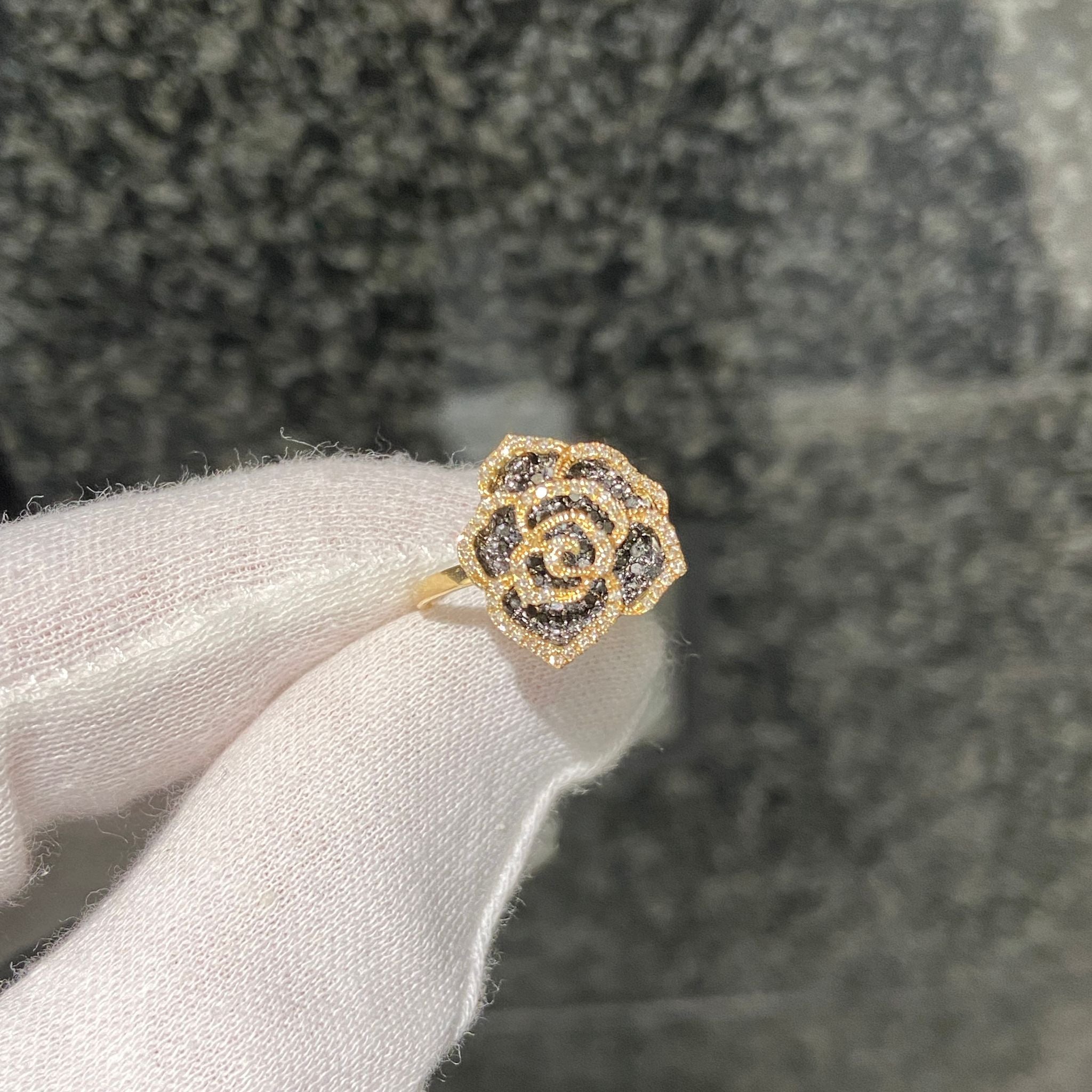 日本直送 金色玫瑰鑽石戒指【JS369】