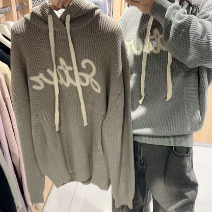 韓國 Satur Appliqué Logo Cashmere Blend Hooded Knit【SR148】